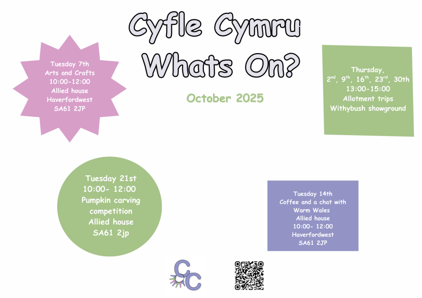 Cyfle Cymru Activities calendar October